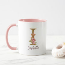 Lettre de nom personnalisée I Roses roses blush fe