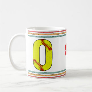 Mug Lettre de Softball Rétro Vintage O École Ancienne