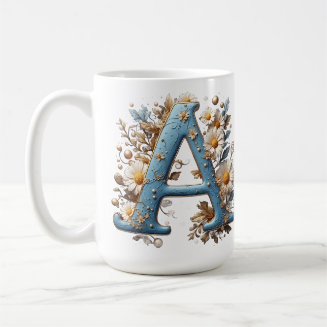 Mug Lettre Décorative A Avec Émail Bleu (Gauche)