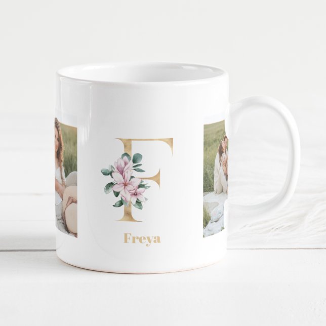 Mug LETTRE D'OR F | Deux monogrammes photo (Créateur téléchargé)