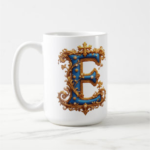 Mug Lettre E bleue ornée