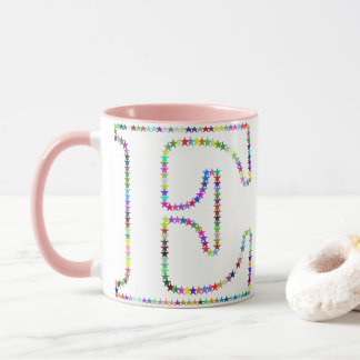 Mug Lettre E d'étoile d'arc-en-ciel