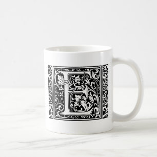 Mug Lettre E Monogramme médiéval Art Nouveau