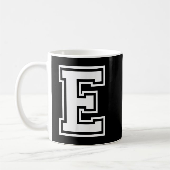 Mug Lettre E Nom Variété initiale Alphabet Monogramme (Gauche)