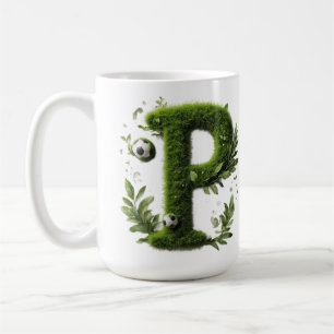 Mug Lettre en herbe formée avec des ballons de footbal