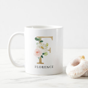 MUG LETTRE F MONOGRAPHIQUE FLEUVE ET OR ROSE FROIDE