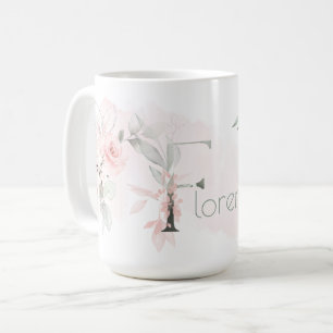 Mug Lettre F Rose rose rose pâle
