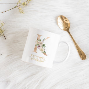 Mug LETTRE FLEURIE OR ACTUELLE K Monogramme