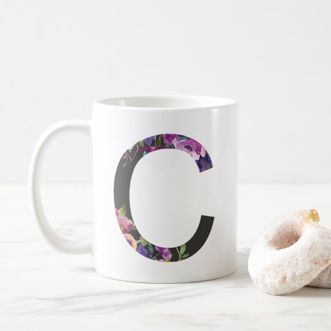Mug LETTRE FLEUVE BOtanique C MONogramme (Avec donut)