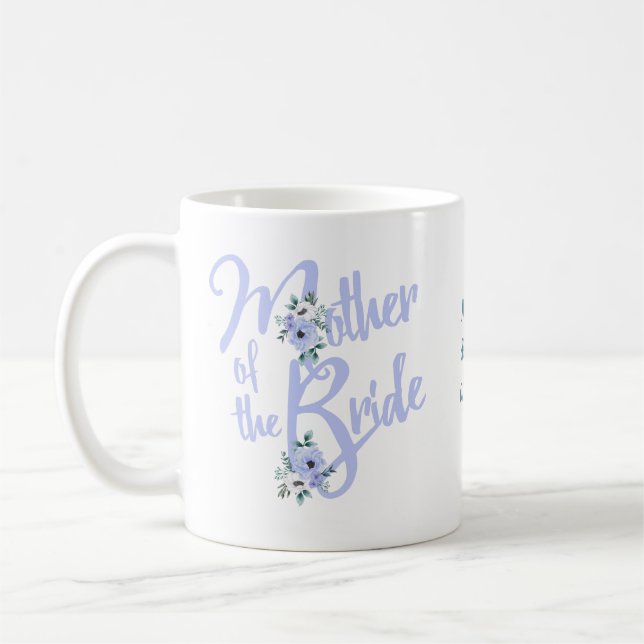 Mug Lettre florale de la mère de la mariée Mariage per (Gauche)