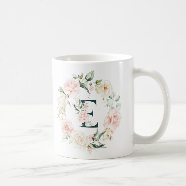 Mug Lettre florale initiale E cadre floral (Droite)