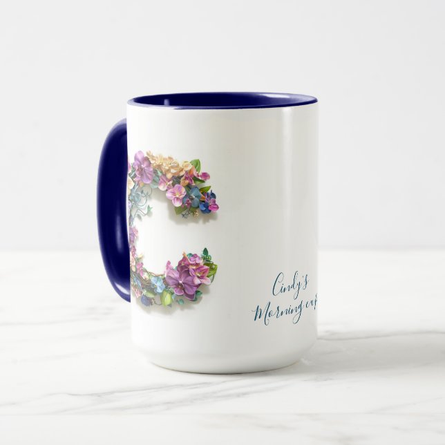Mug LETTRE Florale personnalisée S (Devant gauche)