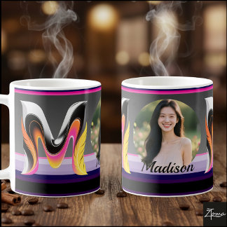 Mug Lettre fluide abstraite M Néon Plume