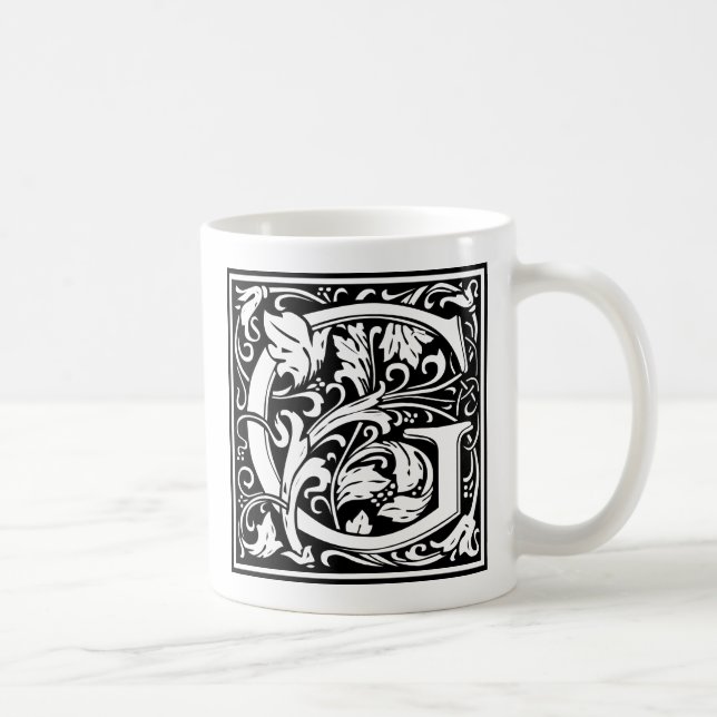 Mug Lettre G Monogramme médiéval Art Nouveau (Droite)