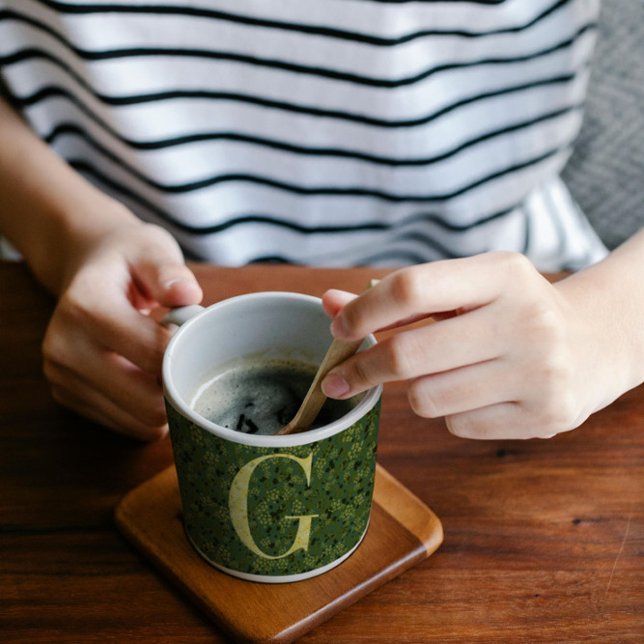 Mug Lettre G vert foncé et jaune (Créateur téléchargé)