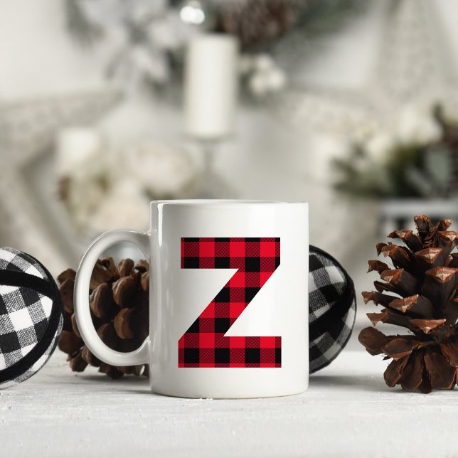MUG LETTRE GRAS ZONO ROUGE ET BALLON NOIR (Letter Z Monogram Christmas Coffee Cup)