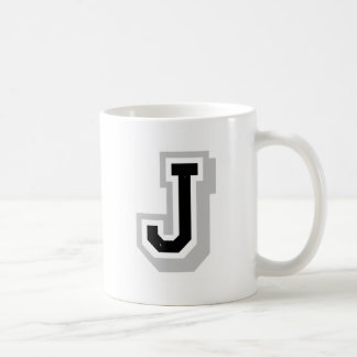 Mug lettre grise noire J