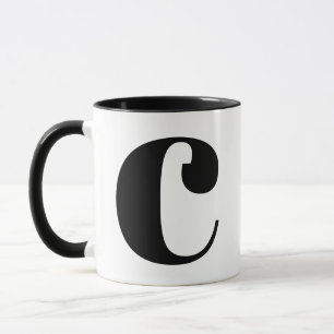 MUG LETTRE INITIALE C NOIR ET BLANC