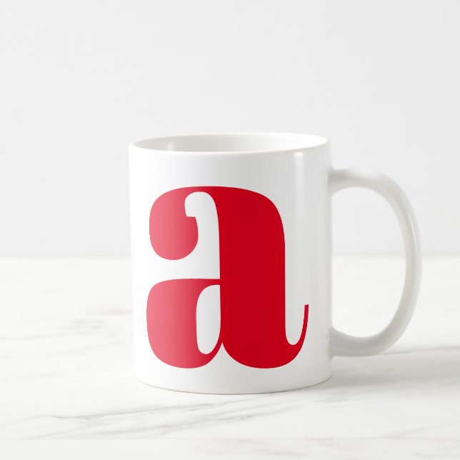 Mug Lettre initiale de Monogramme moderne en rouge (Droite)