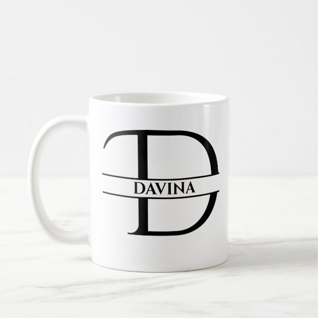 Mug LETTRE INITIALE Élégante Personnalisée D (Gauche)