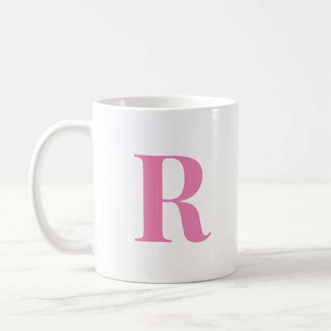 Mug Lettre initiale moderne Monogramme rose personnali (Gauche)