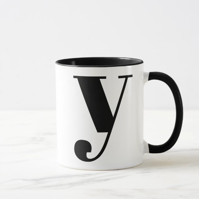 MUG LETTRE INITIALE MONÂTRE MODÈLE NOIR ET BLANC (Droite)