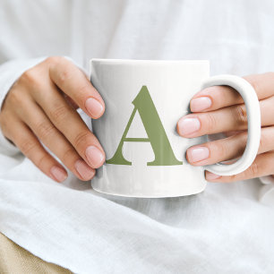Mug Lettre initiale Monogramme Moderne Élégant Vert Sa