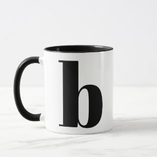 Mug Lettre initiale Monogramme moderne noir et blanc B