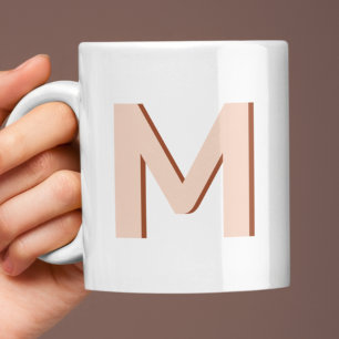 Mug Lettre initiale Monogramme Moderne Stylo Peach