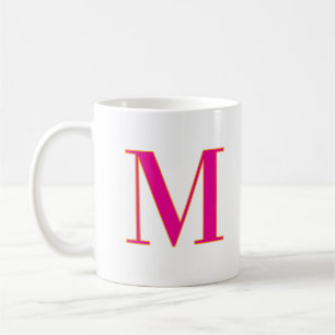 Mug Lettre initiale Monogramme Moderne Tendance Rose