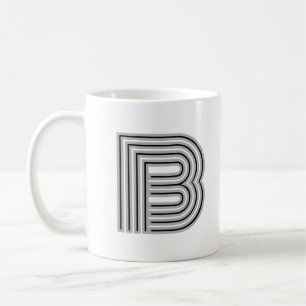 Mug Lettre initiale Monogramme Noir Blanc Moderne Desi