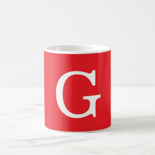 Mug Lettre initiale monogramme rouge blanc simple