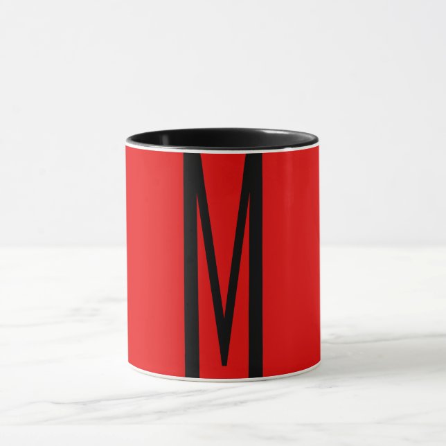 Mug Lettre initiale Monogramme Style moderne Rouge Noi (Centre)