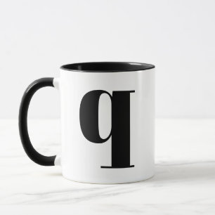 MUG LETTRE INITIALE MONOGRAPHIQUE MODÈLE Q NOIR ET BLA