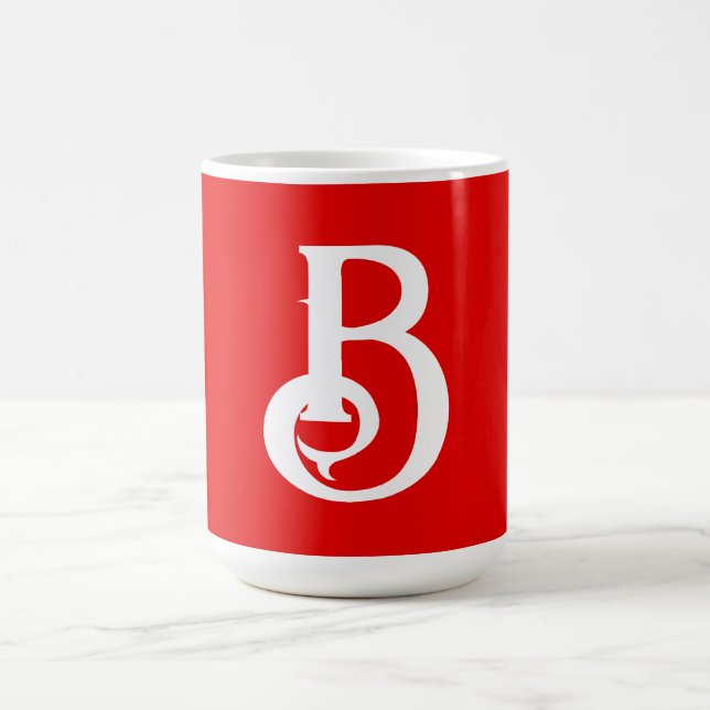 Mug LETTRE INITIALE MONOMOBILE ROUGE BLANC Classique (Centre)