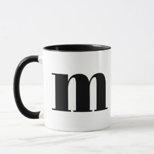 MUG LETTRE INITIALE MOYENNE M NOIR ET BLANC