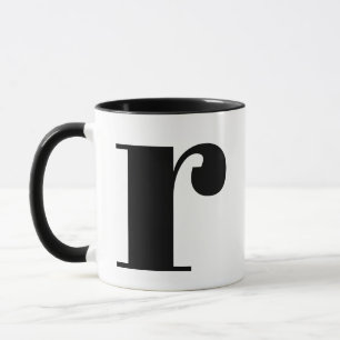 MUG LETTRE INITIALE OU NOIR ET BLANC