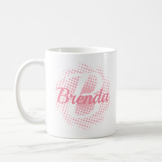 Mug Lettre initiale rose Nom personnalisé (Gauche)