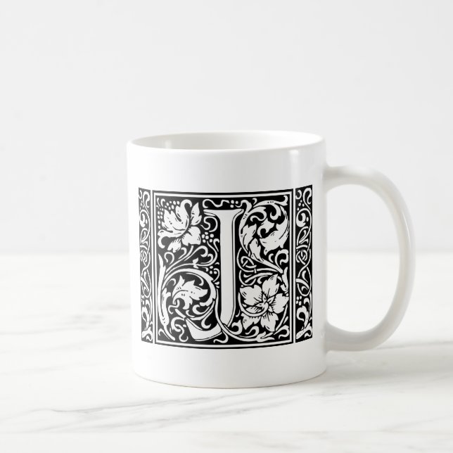 Mug Lettre J Monogramme médiéval Art Nouveau (Droite)