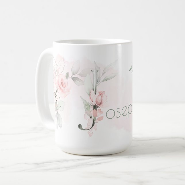 Mug LETTRE JAUNE JOLIE JAUNE Rose BLANCHE (Devant gauche)