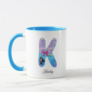 Mug Lettre K de l'alphabet de sirène personnalisée