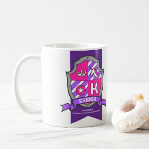 Mug Lettre ksenia K crest pink unicorne nom signifiant