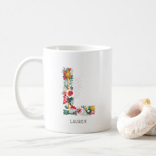 Mug Lettre L   LETTRE FLEURIE Whimsical Monogramme I M