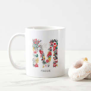 Mug Lettre M LETTRE FLEURIE Whimsical Monogramme I M