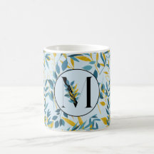 Lettre M or bleu marine Feuille moderne