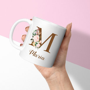Mug LETTRE MAINTIENNE Florale Personnalisée M Cadeau