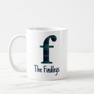 Mug Lettre minuscule d'impression plaid f initiale et