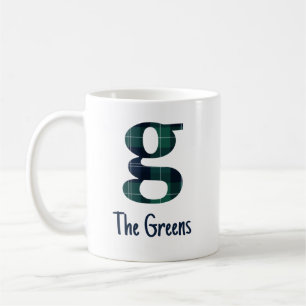 Mug Lettre minuscule d'impression plaid g initiale et