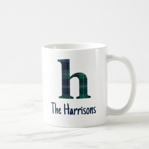 Mug Lettre minuscule d'impression plaid h initiale et
