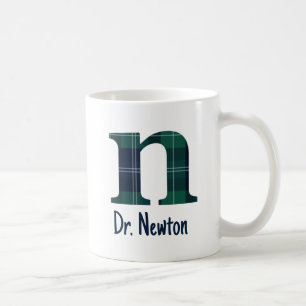 Mug Lettre minuscule d'impression plaid n initiale et